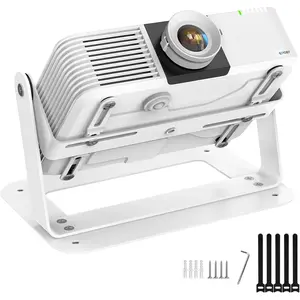 360? Adjustable Stand Desktop Projector Mount Base - Projector Ceiling Mount with Adjustable Plate Arms with 4 Install Holes with  Ties