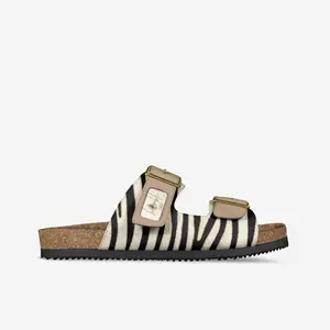 Handcrafted Zebra Leather Slides with Cork Sole - Humble F’Lo’s Humble Drip Collection - Made in Italy