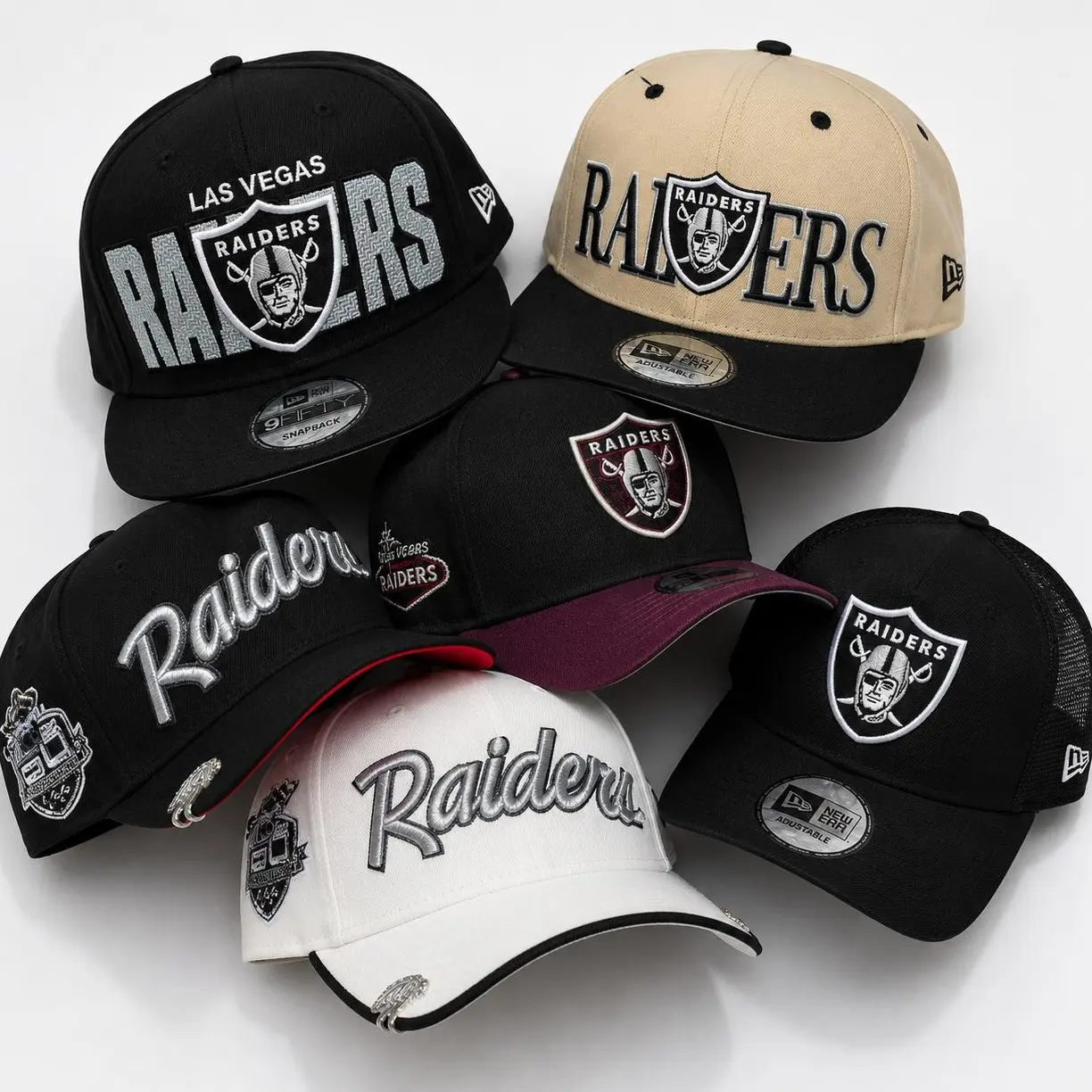 New Era - Las Vegas Raiders Hat | NFL Adjustable Snapback, Trucker, Curved Brim Caps for Men & Women
