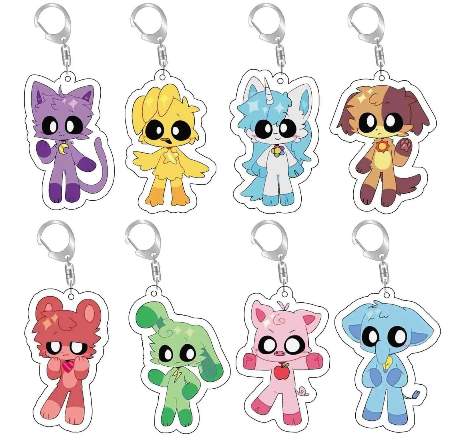 POPPY Playtime Chibi Cat Keychains - POPPY Playtime 3 Smiling Critters Acrylic Charms - Horror Game Little Animals Keychains, Cute, Durable, And Perfect For Bags, Keys, Or Gifts
