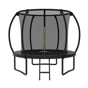 ACWARMHOME 8/14FT Outdoor Trampoline with Enclosure Net, Anti-Rust Coated Frame, ASTM Approved Backyard Recreational Trampoline for Kids & Adults