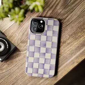 Mackenzie Childs Violet Check Phone Case for iPhone