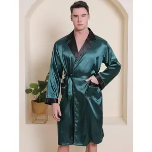 [Soft Elegant Robe] Men's Soft Elegant Robe - Comfortable Long Sleeves with Double Pockets and Belt, Year-Round Essential Casual Menswear