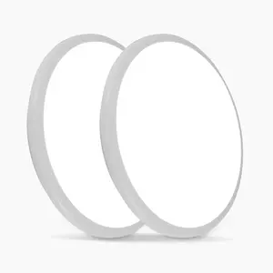 12inch Flush Mount LED Ceiling Light Fixture, 3000K 4000K 4500K 5000K 6000K 5CCT Adjustable, 28W 3600LM Brushed Nickel Satin Round Ceiling Lamp for Bathroom Hallway Kitchen Bedroom, 2 Pack