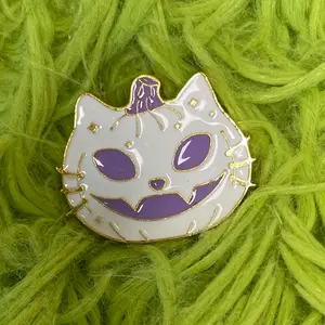 White Cat Pumpkin Enamel Pin
