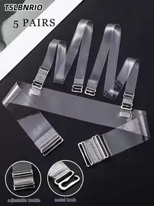 5 Pairs Adjustable Transparent Invisible Bra Straps with Metal Hooks, 4 Wear Modes for Strapless Dresses, Durable Replacement for Wedding and Daily, Accessories