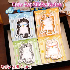 Cute Cartoon Cat Sticky Notes, Adorable Girl Heart Message Pad, High-Quality Student Stationery, Reusable 30 Sheets Per Book, 4 Styles
