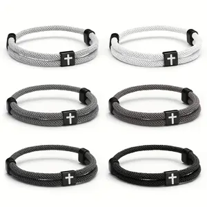 Adjustable Braided Cross-Knot Bracelet for Men, Stylish Everyday Wrist Jewelry, Minimalist Handmade Bracelet, Perfect Birthday Anniversary Gift for Boyfriend couple gifts for gf