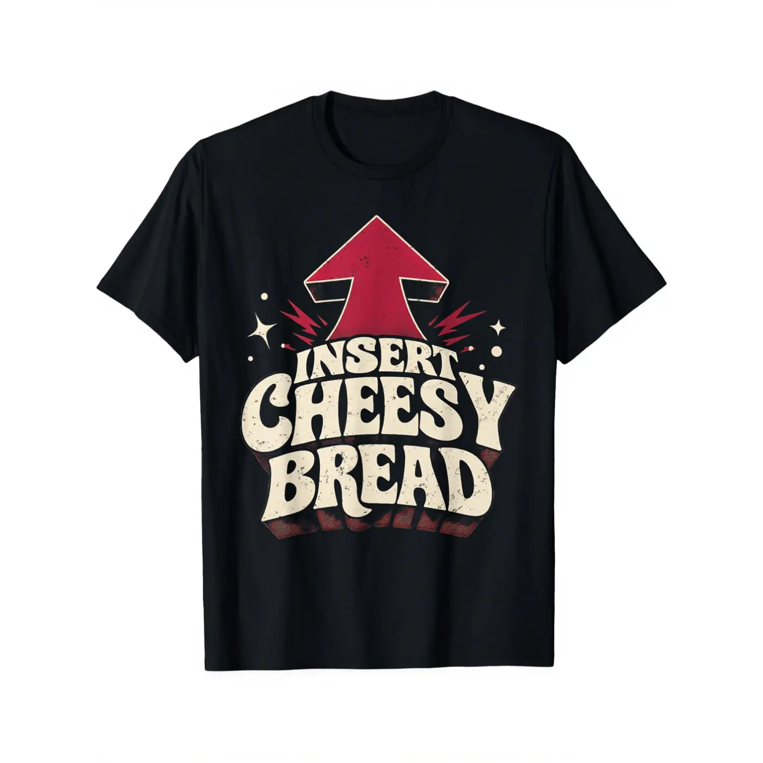 100% Cotton Insert Cheesy Bread Graphic T-Shirt Unisex Clothing Streetwear