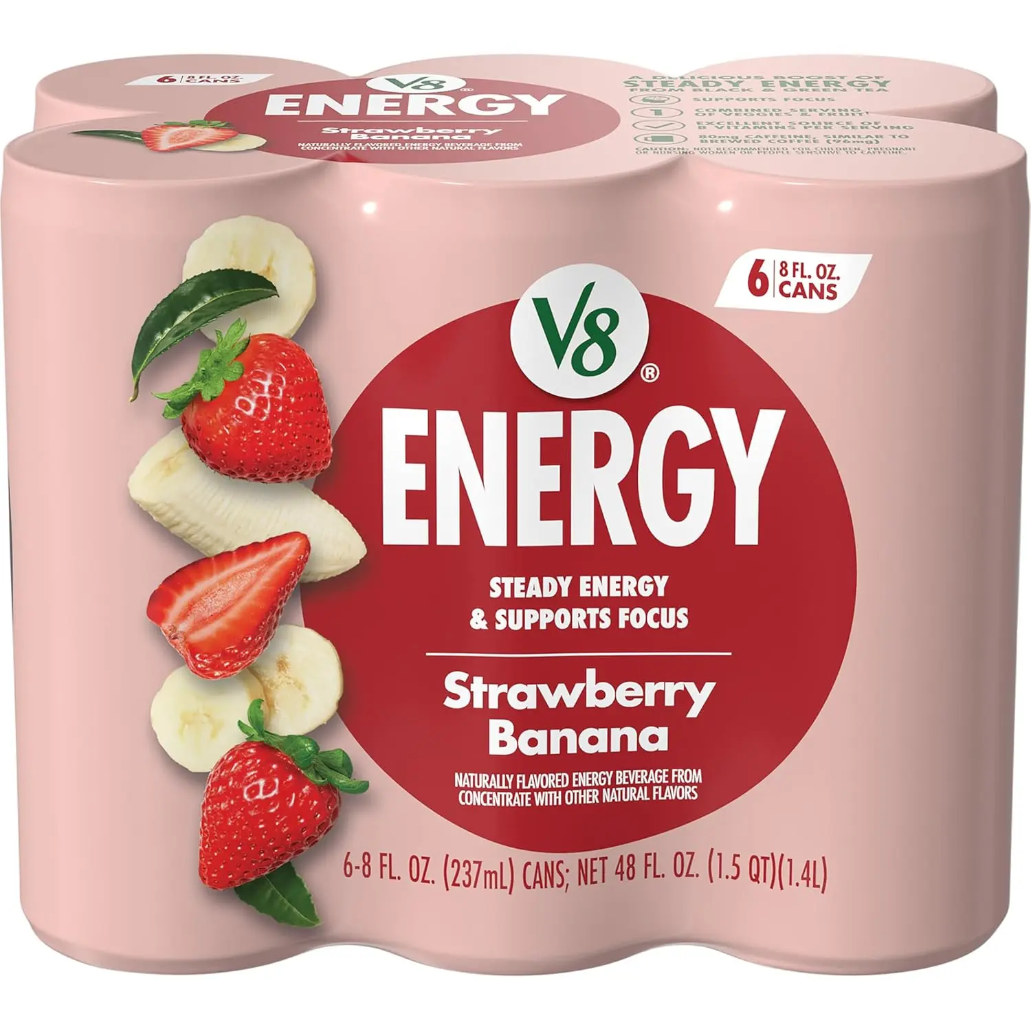 Energy Strawberry Banana Juice Energy Drink, 8 fl oz Can (6 Pack)