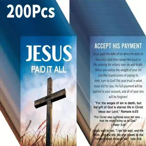 【 Inspiring Gospel 】 200 inspiring Gospel Booklet Cards/Christian Prayer Postcards with cross patterns, containing Bible Verses/Suitable for baptism, Easter and religious gifts, durable bookmarks, peaceful design