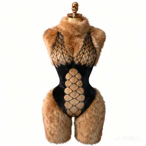 V14 Ethereal Glow Date Night Outfit Fishnet Lingeries Fish Net Underware NetLingeries Bodystocking | Lace Lingerie |   Elastic Plus-size Friendly Breathable High-Elastic Fabric Plus-size Friendly | Womenswear Bodysuits minimalist style basic womenswear