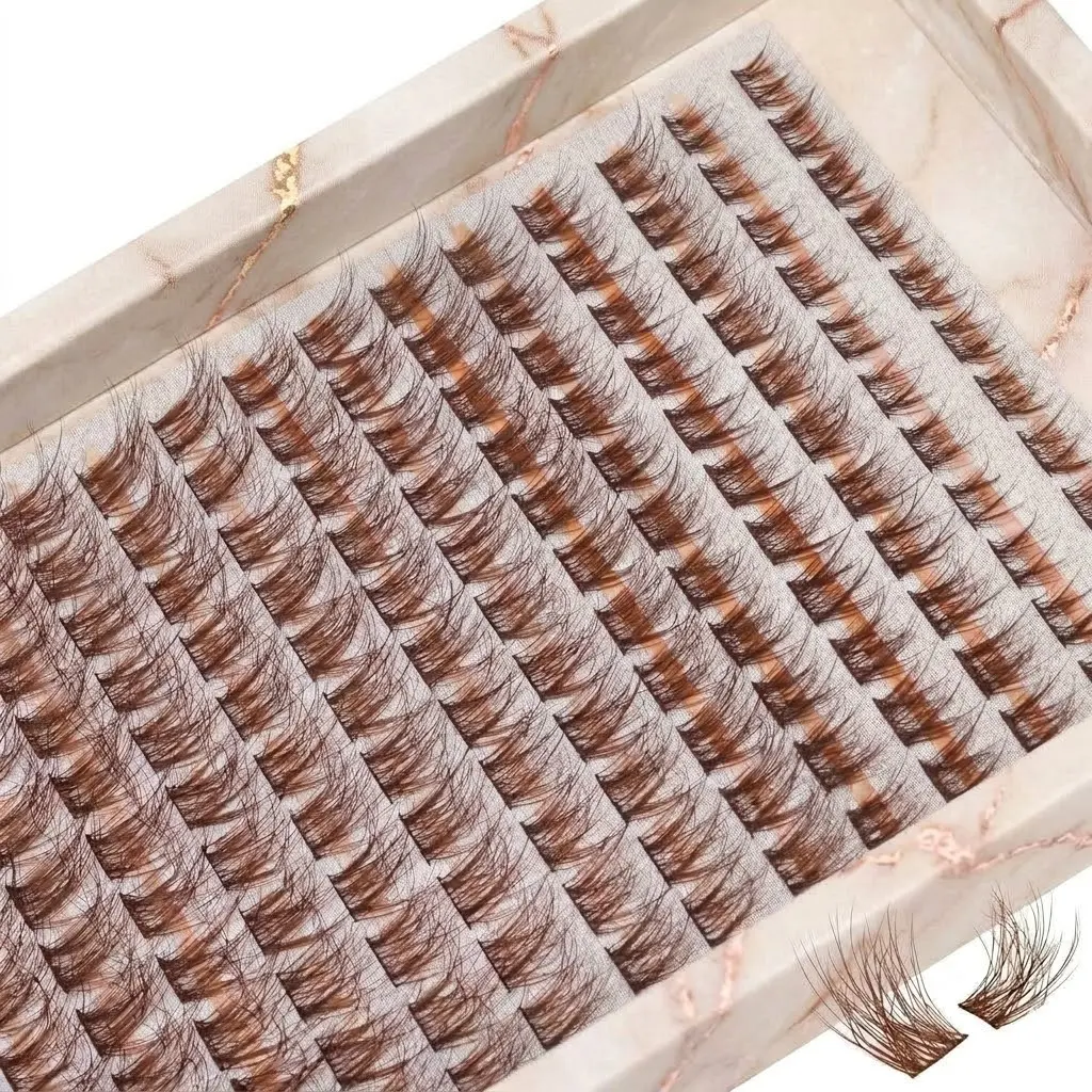 Brown Lash Clusters Natural Lash Extensions Wispy Eyelash Clusters 154 Pcs C-Curly Lashes Clusters for Everyday Wear Beginner Friendly Dark Brown