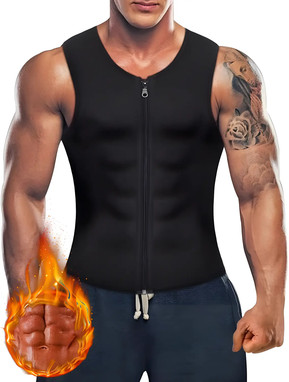 Men Sauna Vest Sweat Waist Trainer Compression Body Shaper Sauna Sweat Vest Zipper Hot Neoprene Tank Top Corset Sauna Shirt Workout Sports Clothing