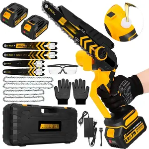 Brushless Mini Chainsaw, 8" & 6" Hand Held Cordless Chain  with 2 x 4.0Ah , Portable Small Electric  Cordless with 4 Chain Guide, Mini Motosierra for Tree Pruning