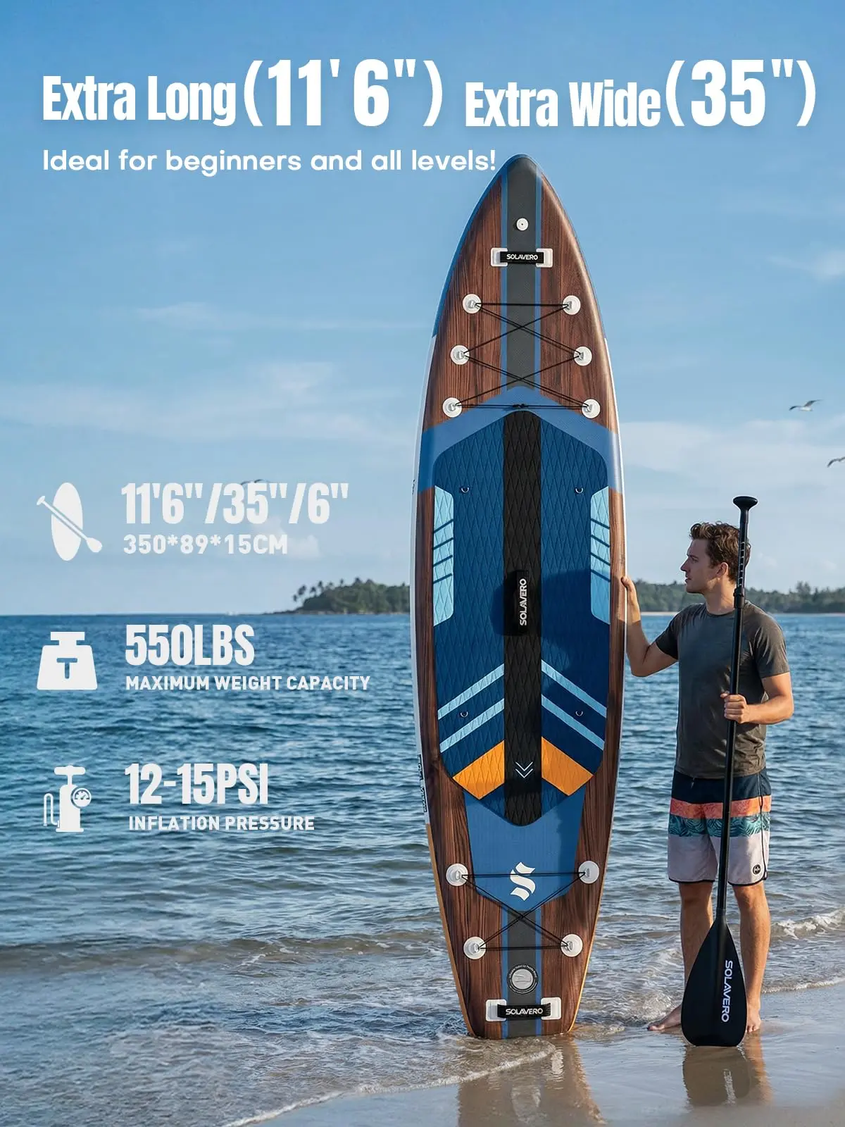 Inflatable Stand Up Paddle Board with Premium SUP Accessories & Kayak Seat, Wide Stable Anti-Slip EVA Deck, 11'6" Inflatable Paddleboard for Adults & Youth of All Skill Levels summerwins