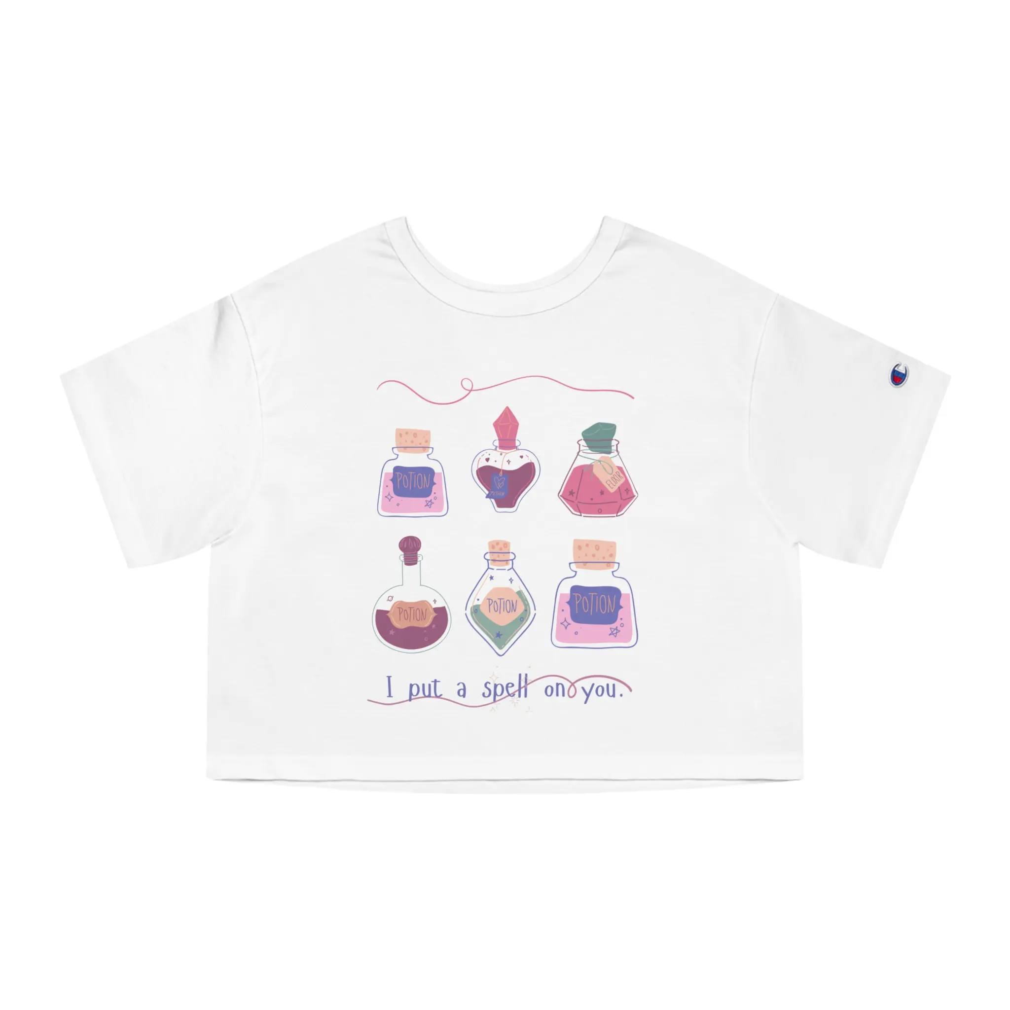 Magic Potion Cropped T-Shirt, Cute Graphic Tee, Witchy Apparel, Spell-Themed Shirt, Casual Summer Wear, Gift for Her, Halloween Fashion