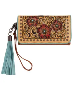 M & F Western Women's And Women'S Lorelei Floral Tooled Wristlet Clutch - A770005908