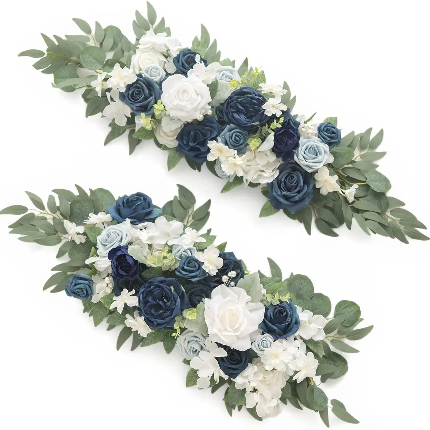 2-Piece Artificial Faux Flower Arrangements Set, Floral Arch Centrepieces for Wedding Ceremony Backdrop, 2-Pieces Covers Arch and Table Decorative Box Home Decor