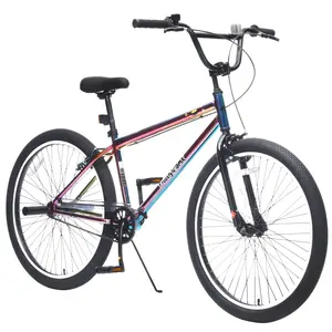 26-Inch Single-Speed Freestyle Pedal Bike, 15-Inch Aluminum Alloy Frame, Dual Brakes (Front Caliper, Rear V-Brake), 26*2.35 Tires, Height-Adjustable, 220 LBS Capacity for Youth & Adults (Ages 14+) for Outdoor Riding, Pedal Bikes