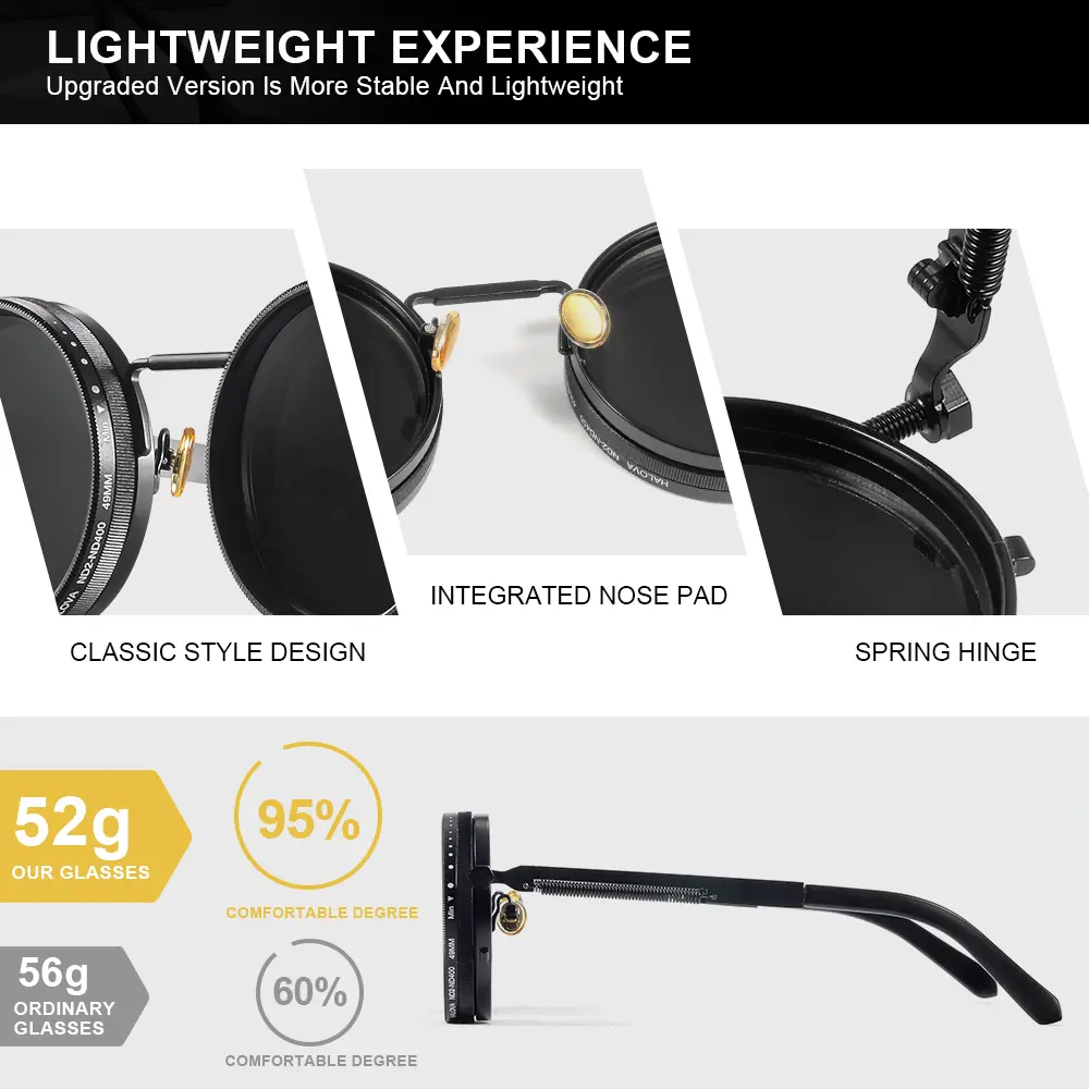 Polarized Round Sunglasses ND9 Adjustable Dimming Men Women  display picture 3