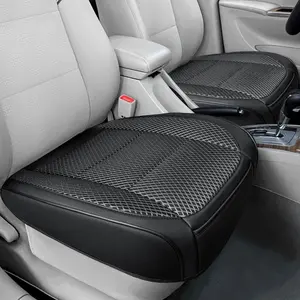 Black Ventilated Cool/Warm Bottom Car Seat Cover, 3D Air Mesh Breathable Front Leather Car Seat Protectors Driver Passenger Seats, Universal Fit Automotive Comfortable Seat Cushion with Storage Pocket for Car Truck SUV