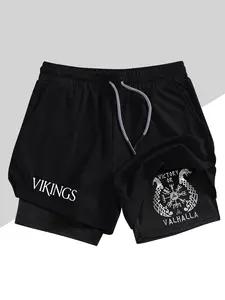 Men's Belief Conquers Fear Printed Gym Shorts, Athletic Shorts, Athleisure Casual Shorts, Stretch Knitted Fabric, Perfect for Running Training Yoga Outdoor Activities, Sporty Casual Style