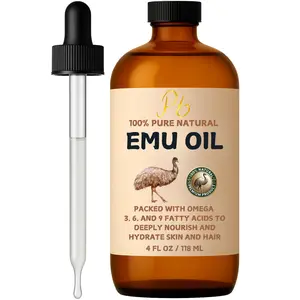Australian Emu Oil 4 fl oz | 100% Pure, Unscented, Refined | Hair & Skin Care | Glass Bottle