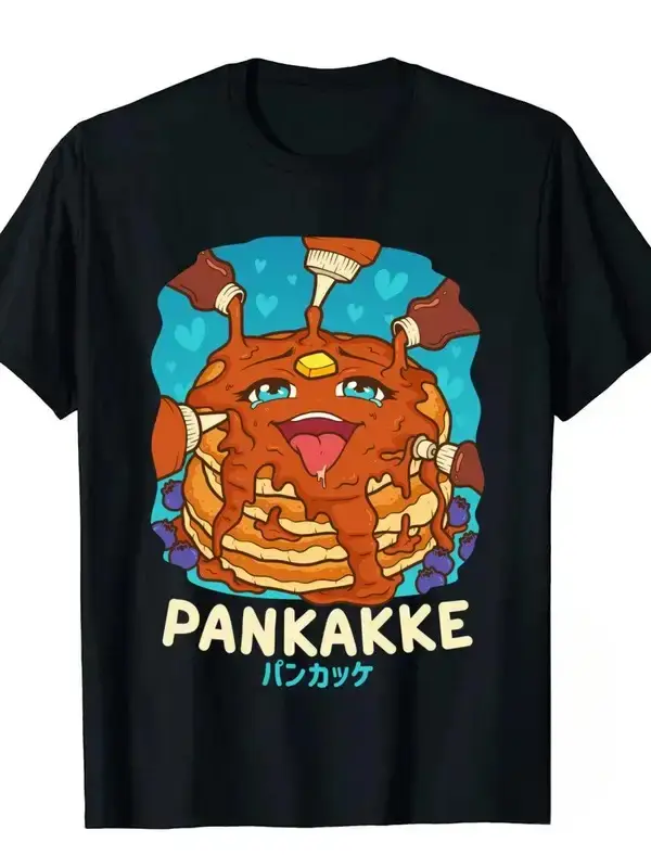Funny Naughty Foodie Pun Kawaii Pankakke Japanese Pancake T-Shirt Cotton Men T Shirts Beach Tops T Shirt High Street