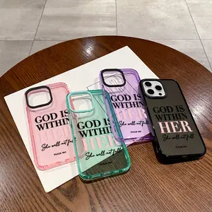 Phone Case for iPhone 16 Plus 15 Pro Max 14 13 12 11 God is within her Pattern Non-Yellowing Shockproof Soft Silicone Transparent Cover