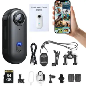 NUISK 64GB 4K Thumb Action Camera, Ultra-Compact 4K Ultra HD Sports Cam, IPX7 Waterproof, Magnetic POV, Hands-Free, Portable Body Cam for Bike Cycling & Vlogging wearable video recorder black gppro