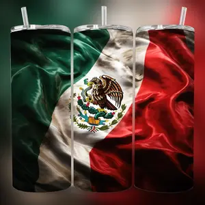 México 20 oz Tumbler - BPA Free, stainless steel, Leak proof, durable, with clear lid