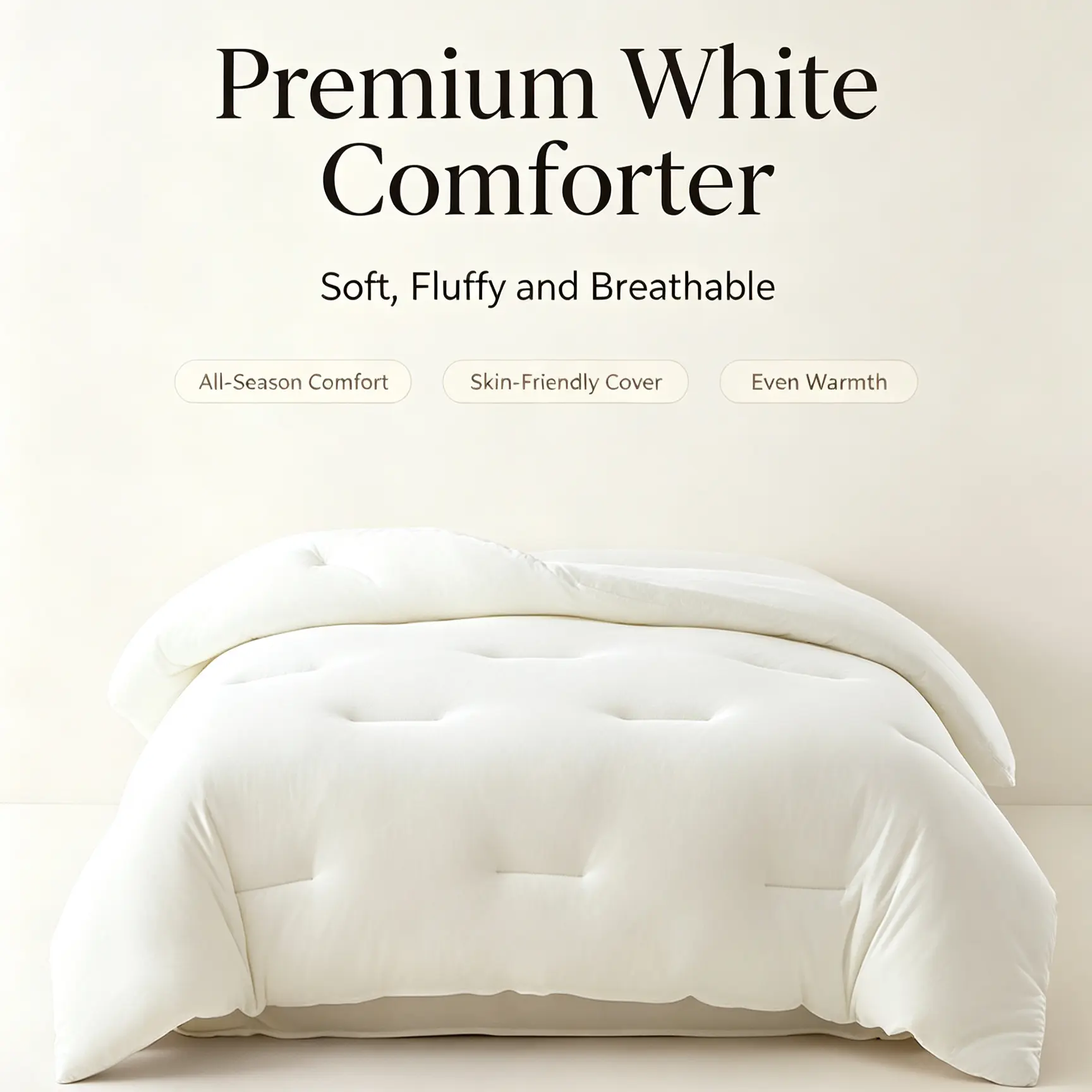Durable Cloud Fill Soft All-Seasons Bedding Collection, Includes Comforter, Flat Sheet, Fitted Sheet, Pillowcases & Shams, Beige sohochic