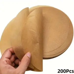 200pcs Round Parchment Papers, Non-Stick Precut Cake Pan Liners, Ideal for Baking & Grilling, Durable Kitchen Essentials, Baking Supplies