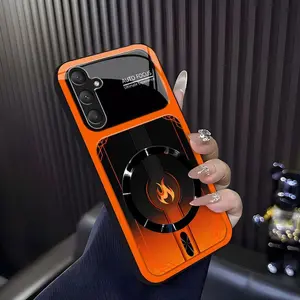 Cyber Mecha Flame MagSafe Compatible High Gloss Tempered Glass Protective Case with Shockproof Frame for [Galaxy A16 5g] 952