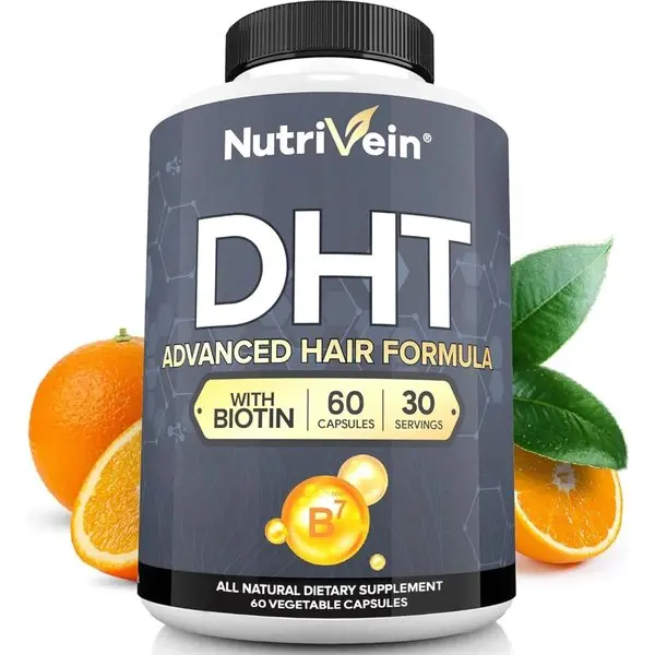 Nutrivein DHT Blocker with Biotin - Boosts Hair Growth & New Follicle Growth
