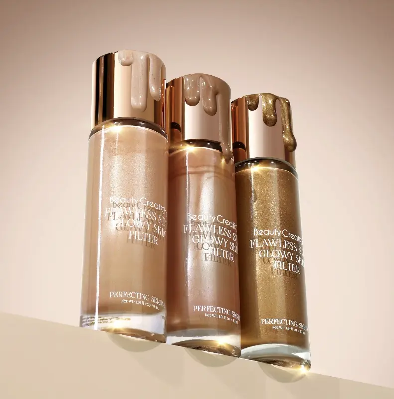 Beauty Creations Flawless Glowy Skin Filter Cosmetic Foundation - Light, Hydrating Moisturize Formula for Dry Skin, Blurs Imperfections, Shade 03o, 30ml, Perfect For Everyday Makeup Use, Radiance