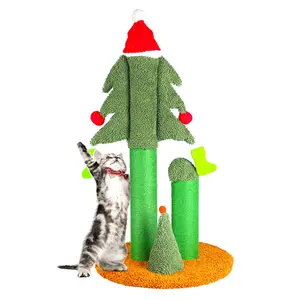 Brand Name: Tall Christmas Tree Cat Scratcher 3 Post with Teaser Balls - 32 In. Sisal Rope Cat Posts and Toys for Kitty and Adult Cats