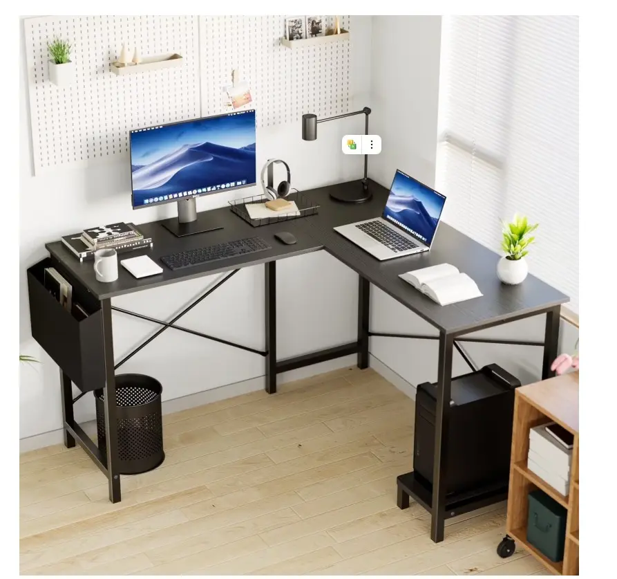 L Shaped Computer Desk Corner Desk, Gaming Table 49 inch PC Writing Study Desk for Home Office Dorm Small Space, Black