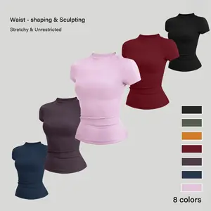 NVWA Mother's Day Gifts,Women's solid color crew neck sports t-shirt, sports short sleeve crew neck t-shirt, slim fit and stretchy, perfect for yoga, gym, workout, daily outdoor wear, women's sportswear