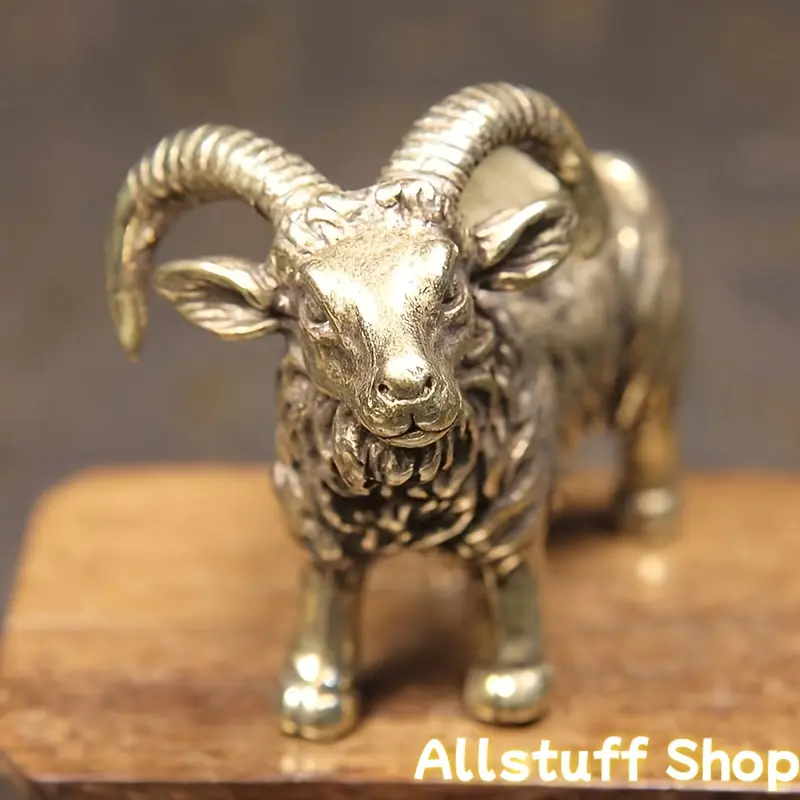 1pc/2pcs Exquisite Solid Brass Goat Sculpture, Exquisite Goat Ornament, Goat Model
