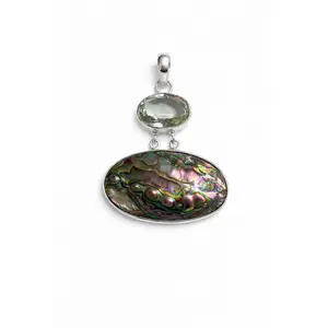 Green Amethyst and Abalone Pendant