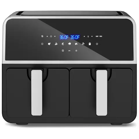 VUSIGN 9.5QT Large Capacity Dual Basket Air Fryer - 7-in-1 Household Items Kitchen Countertop Appliance with 1-Touch Presets, Smart Finish, 2 Independent Cooking Zones, Preheat, Schedule Functions, Dishwasher-Safe Nonstick Baskets, Black,techvibes