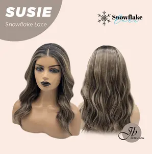 JBEXTENSION 16 Inches Dark Hazelnut Pre-Cut T Part Snowflake Lace Frontlace Glueless Wig SUSIE SNOWFLAKE【BENDY EAR TABS】
