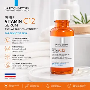 La Roche Posay Brightening Vitamin C Face Serum with Hyaluronic Acid & Salicylic Acid – 12% Radiance Boost, Wrinkle Reduction, Oil Control | For Normal to Oily Skin | 30ml/1oz