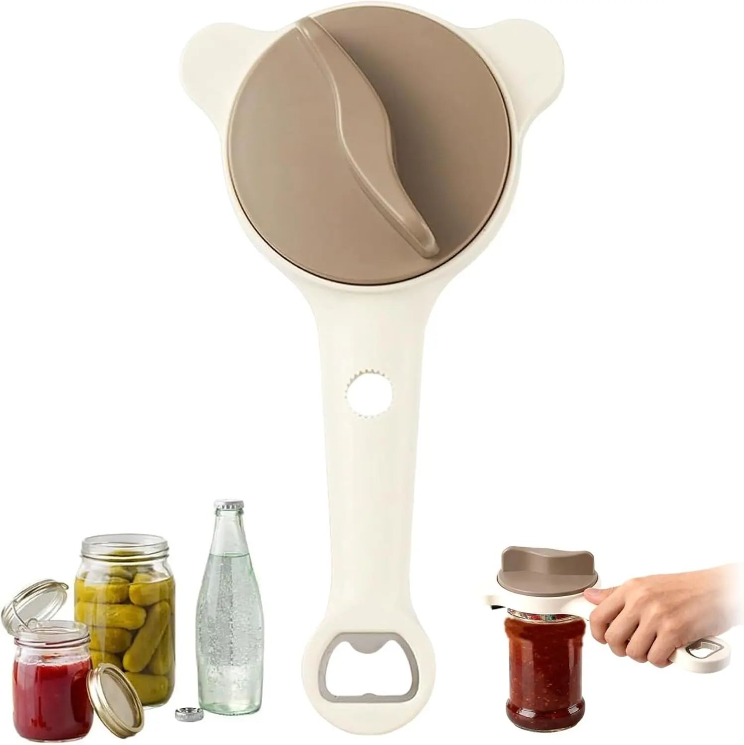 2026 New 4-in-1 Jar Opener Gripper - Adjustable Stainless Steel Can Opener with Rotating Ergonomic Handle, Adjustable Settings, Fits 2.5-9cm Caps, Kitchen Jars/Bottles/Cans for Seniors, Home Cooks, Easy Openers, Wine Opener