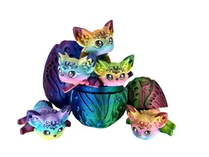 Fairy Moon Fox - 3D Printed Magical Fox Figurine in Rainbow Gradient Silk & Matte Mini Regular Medium Kawaii Display Decor