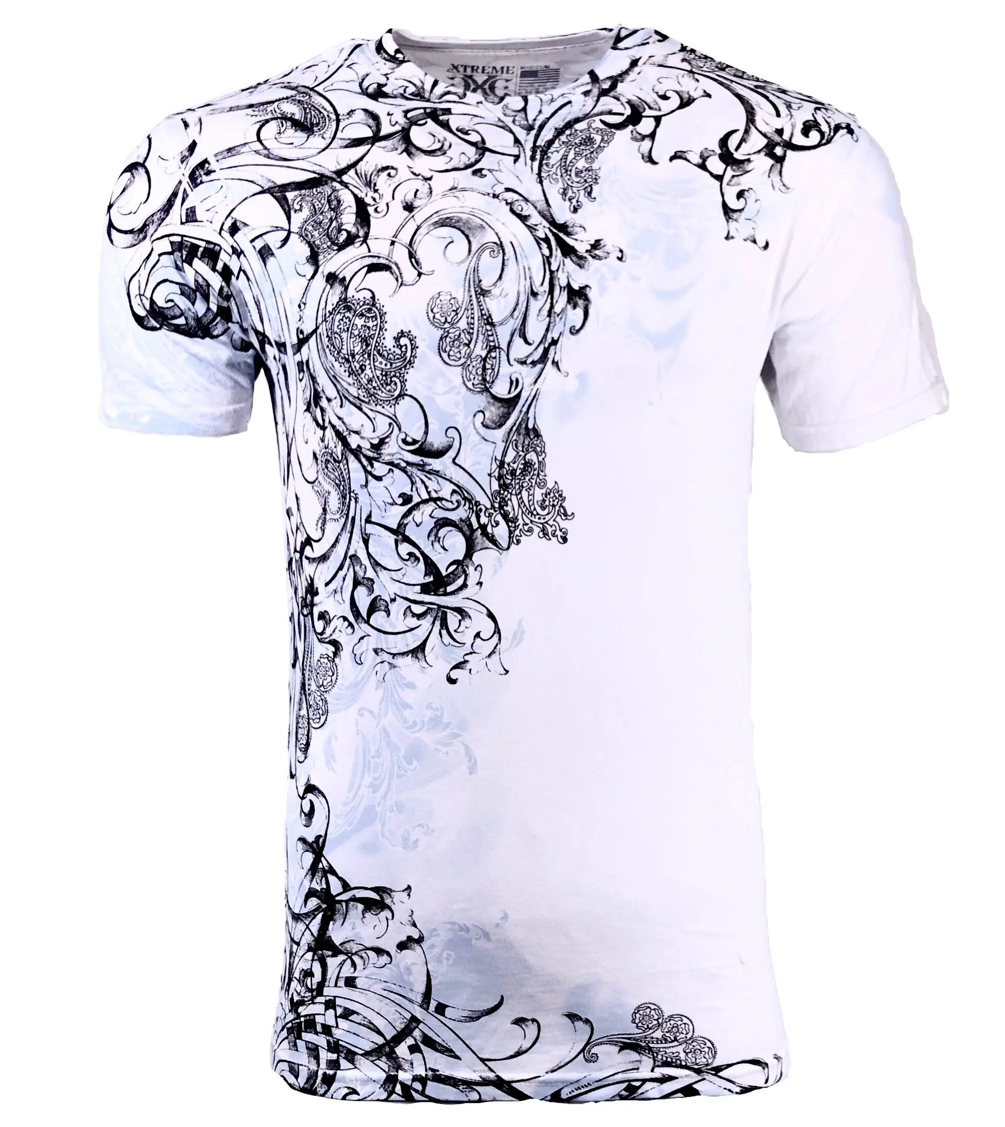 Xtreme Couture Men's Scrap Heap Print Streetwear T-Shirt - 100% Cotton, Casual Short Sleeve Biker MMA Crewneck Top, Shortsleeve, Tshirt, Lightweight, Crew Neck, Biker‑Style Graphic