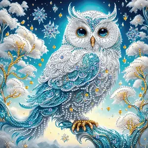 1pcs 30x30cm(12x12 inch) DIY 5D Owl on a Branch Diamond Painting Kit - Special Shaped Crystal Art, Frameless Mosaic Craft for Home & Office Decor Sparkling gem art kits Handicraft