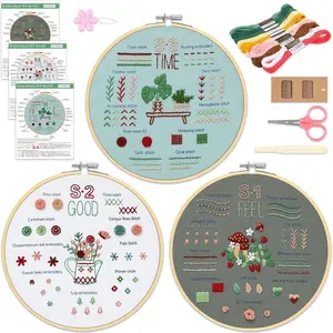 Embroidery Kit for Adults Beginners, 3 Stages to Learn 31 Basic Embroidery Stitches Practice  Stitch Kits for Beginners with Embroidery Patterns, Hoop,Threads,Tools